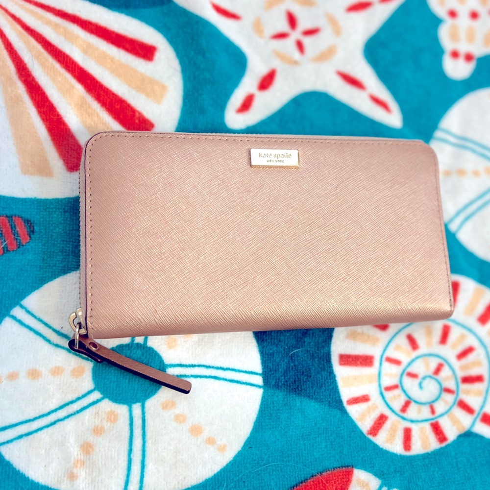 EUC Rose Gold Kate Spade Zip Around Wallet